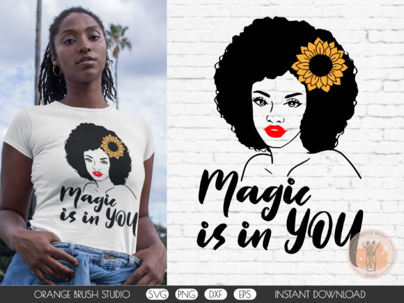 Black Woman with Sunflower SVG Quote